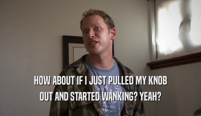 HOW ABOUT IF I JUST PULLED MY KNOB OUT AND STARTED WANKING? YEAH? 
