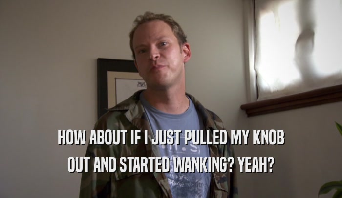 HOW ABOUT IF I JUST PULLED MY KNOB OUT AND STARTED WANKING? YEAH? 