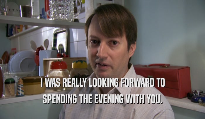 I WAS REALLY LOOKING FORWARD TO SPENDING THE EVENING WITH YOU. 