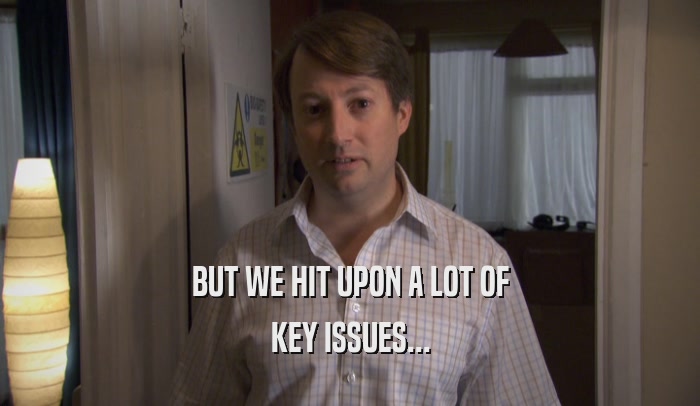 BUT WE HIT UPON A LOT OF KEY ISSUES... 