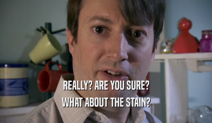 REALLY? ARE YOU SURE? WHAT ABOUT THE STAIN? 
