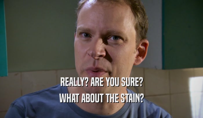 REALLY? ARE YOU SURE? WHAT ABOUT THE STAIN? 
