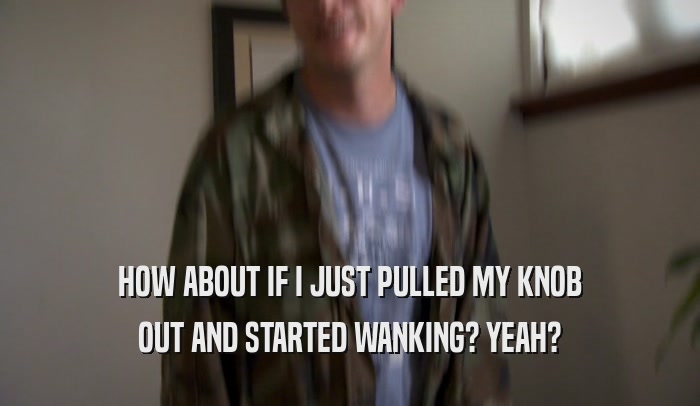 HOW ABOUT IF I JUST PULLED MY KNOB OUT AND STARTED WANKING? YEAH? 