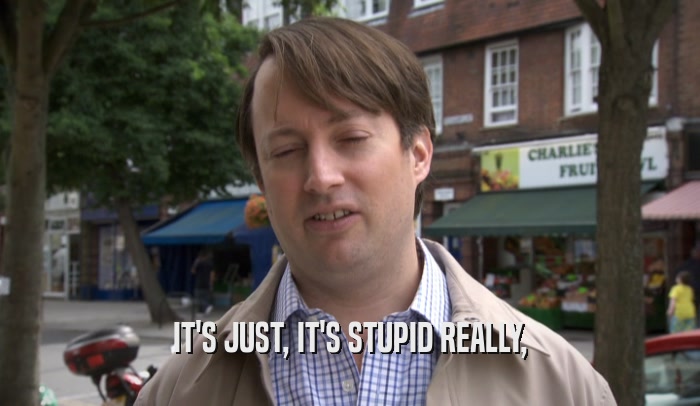 IT'S JUST, IT'S STUPID REALLY,  