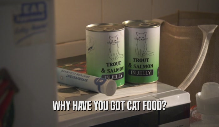 WHY HAVE YOU GOT CAT FOOD?  