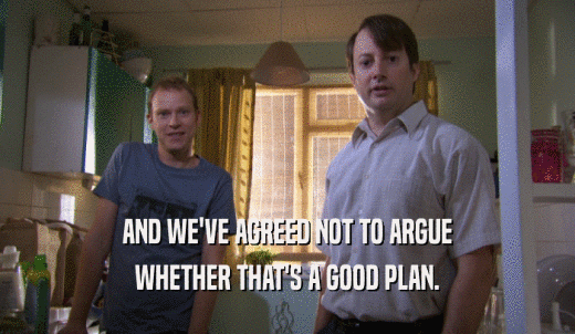 AND WE'VE AGREED NOT TO ARGUE WHETHER THAT'S A GOOD PLAN. 