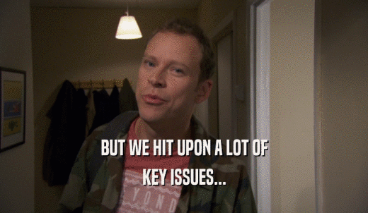 BUT WE HIT UPON A LOT OF KEY ISSUES... 
