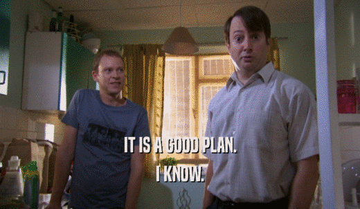 IT IS A GOOD PLAN. I KNOW. 
