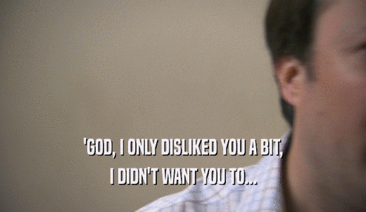 'GOD, I ONLY DISLIKED YOU A BIT, I DIDN'T WANT YOU TO... 