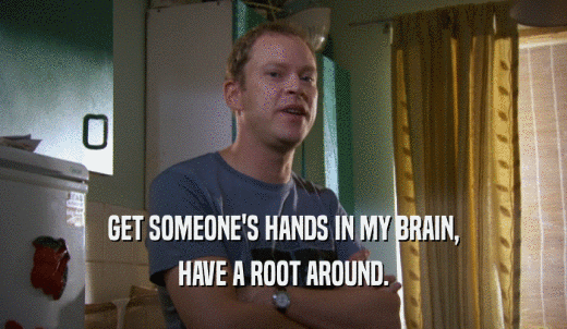 GET SOMEONE'S HANDS IN MY BRAIN, HAVE A ROOT AROUND. 