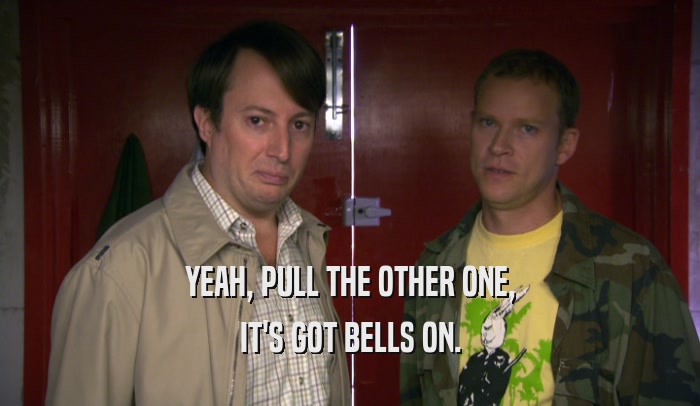 YEAH, PULL THE OTHER ONE, IT'S GOT BELLS ON. 