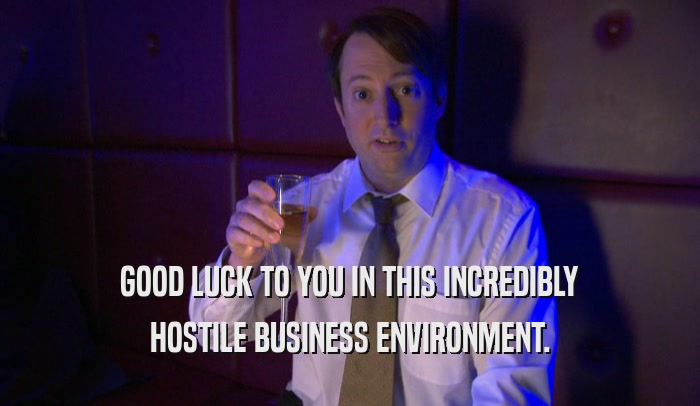 GOOD LUCK TO YOU IN THIS INCREDIBLY HOSTILE BUSINESS ENVIRONMENT. 