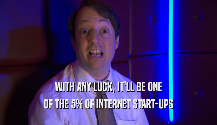 WITH ANY LUCK, IT'LL BE ONE OF THE 5% OF INTERNET START-UPS 