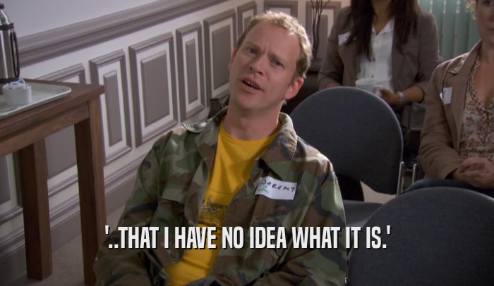'..THAT I HAVE NO IDEA WHAT IT IS.'  