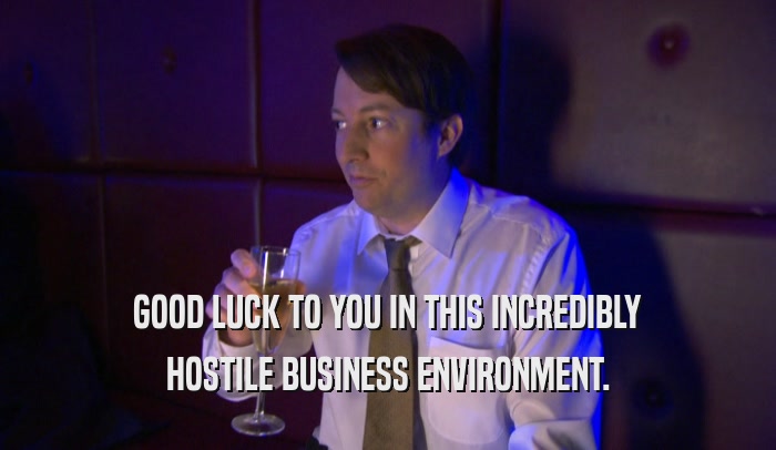 GOOD LUCK TO YOU IN THIS INCREDIBLY HOSTILE BUSINESS ENVIRONMENT. 