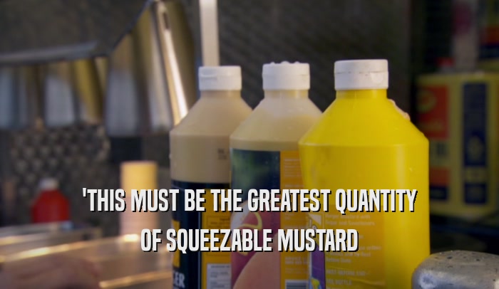 'THIS MUST BE THE GREATEST QUANTITY OF SQUEEZABLE MUSTARD 