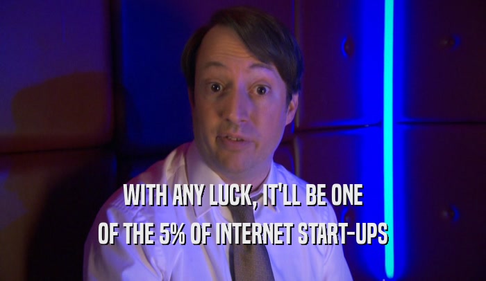 WITH ANY LUCK, IT'LL BE ONE OF THE 5% OF INTERNET START-UPS 