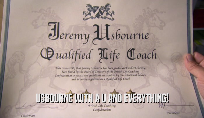 USBOURNE WITH A U AND EVERYTHING!  