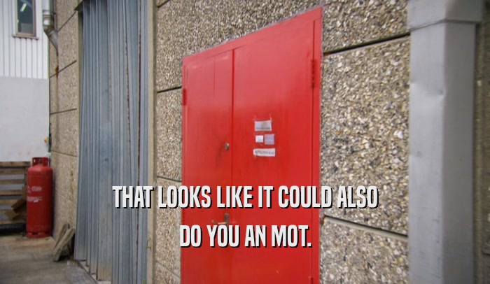 THAT LOOKS LIKE IT COULD ALSO DO YOU AN MOT. 