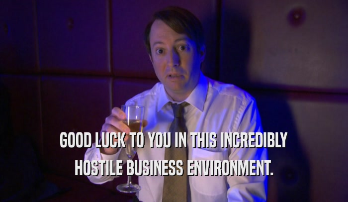 GOOD LUCK TO YOU IN THIS INCREDIBLY HOSTILE BUSINESS ENVIRONMENT. 