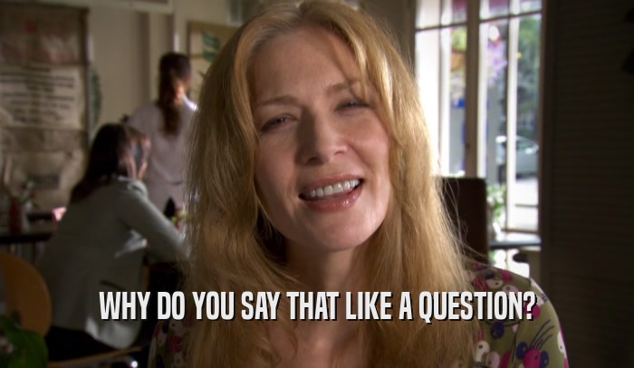 WHY DO YOU SAY THAT LIKE A QUESTION?  