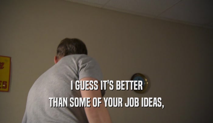 I GUESS IT'S BETTER THAN SOME OF YOUR JOB IDEAS, 