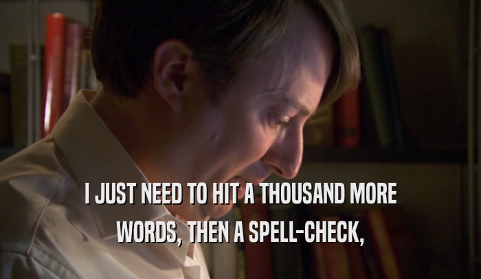 I JUST NEED TO HIT A THOUSAND MORE WORDS, THEN A SPELL-CHECK, 