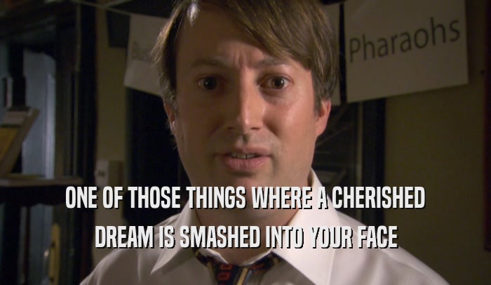 ONE OF THOSE THINGS WHERE A CHERISHED DREAM IS SMASHED INTO YOUR FACE 