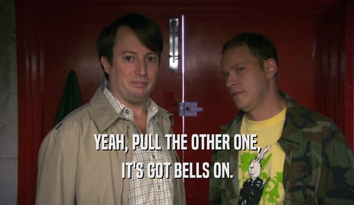 YEAH, PULL THE OTHER ONE, IT'S GOT BELLS ON. 