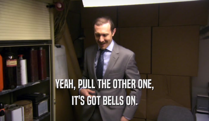 YEAH, PULL THE OTHER ONE, IT'S GOT BELLS ON. 