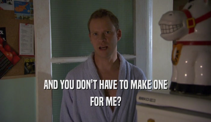 AND YOU DON'T HAVE TO MAKE ONE FOR ME? 
