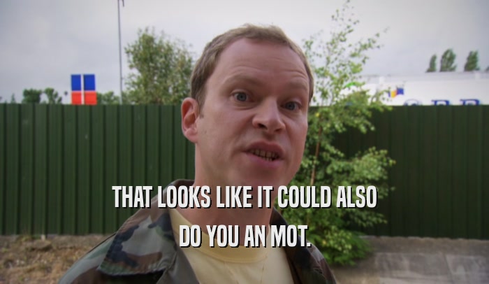 THAT LOOKS LIKE IT COULD ALSO DO YOU AN MOT. 