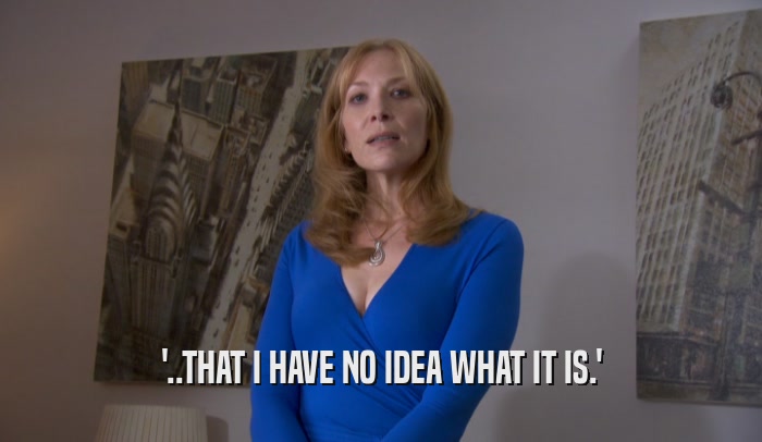 '..THAT I HAVE NO IDEA WHAT IT IS.'  