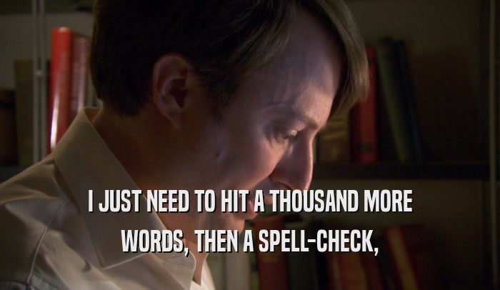 I JUST NEED TO HIT A THOUSAND MORE WORDS, THEN A SPELL-CHECK, 