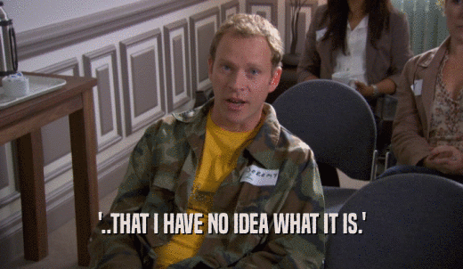 '..THAT I HAVE NO IDEA WHAT IT IS.'  