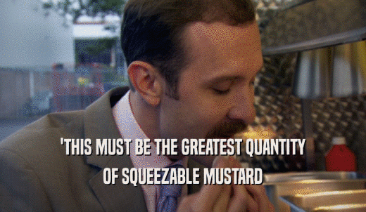 'THIS MUST BE THE GREATEST QUANTITY OF SQUEEZABLE MUSTARD 