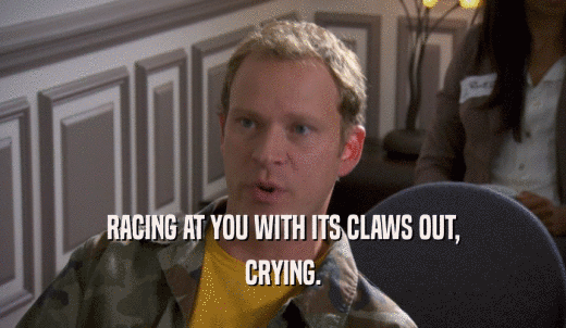 RACING AT YOU WITH ITS CLAWS OUT, CRYING. 