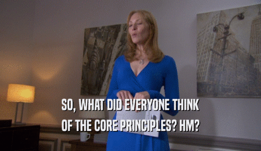 SO, WHAT DID EVERYONE THINK OF THE CORE PRINCIPLES? HM? 