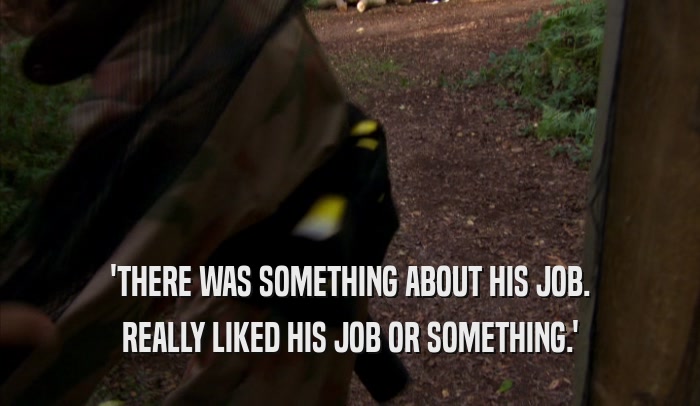 'THERE WAS SOMETHING ABOUT HIS JOB. REALLY LIKED HIS JOB OR SOMETHING.' 