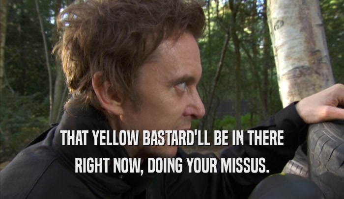 THAT YELLOW BASTARD'LL BE IN THERE RIGHT NOW, DOING YOUR MISSUS. 