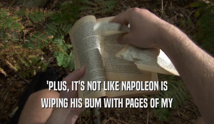 'PLUS, IT'S NOT LIKE NAPOLEON IS WIPING HIS BUM WITH PAGES OF MY WIPING HIS BUM WITH PAGES OF MY