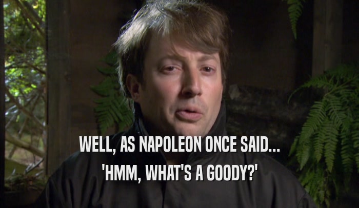 WELL, AS NAPOLEON ONCE SAID... 'HMM, WHAT'S A GOODY?' 