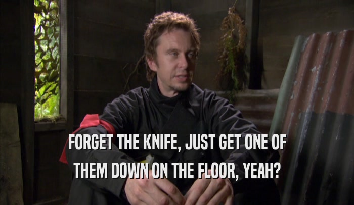 FORGET THE KNIFE, JUST GET ONE OF THEM DOWN ON THE FLOOR, YEAH? 
