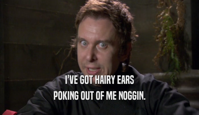 I'VE GOT HAIRY EARS POKING OUT OF ME NOGGIN. 
