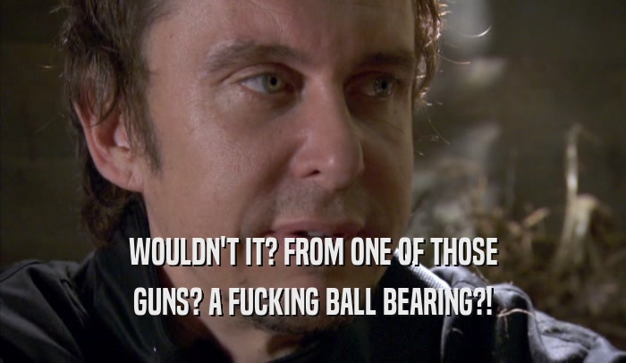 WOULDN'T IT? FROM ONE OF THOSE GUNS? A FUCKING BALL BEARING?! 