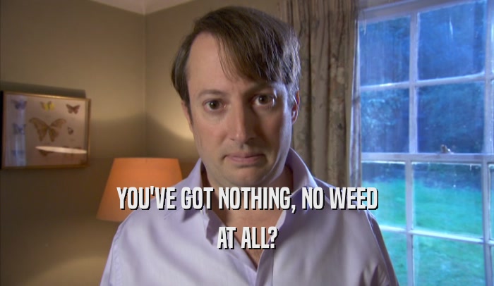 YOU'VE GOT NOTHING, NO WEED AT ALL? 