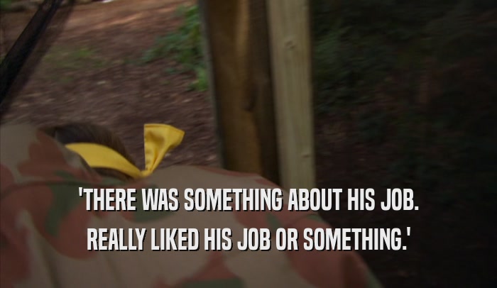 'THERE WAS SOMETHING ABOUT HIS JOB. REALLY LIKED HIS JOB OR SOMETHING.' 