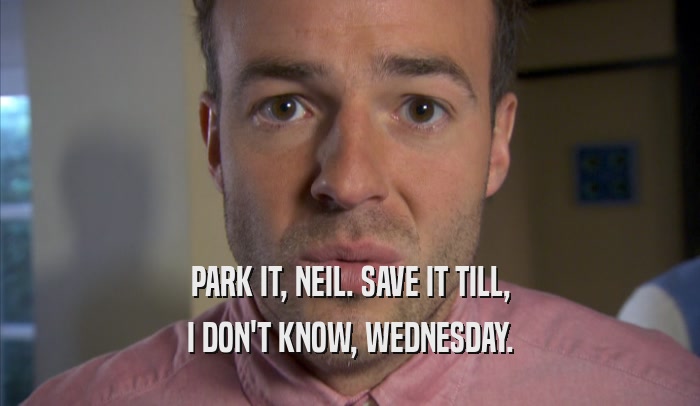PARK IT, NEIL. SAVE IT TILL, I DON'T KNOW, WEDNESDAY. 
