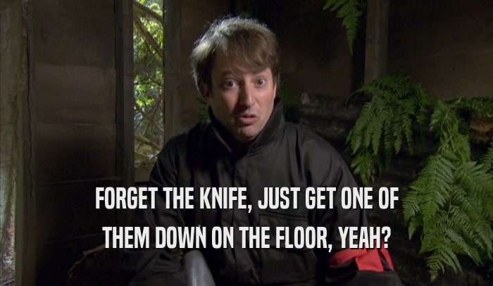 FORGET THE KNIFE, JUST GET ONE OF THEM DOWN ON THE FLOOR, YEAH? 