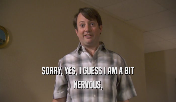 SORRY, YES, I GUESS I AM A BIT NERVOUS, 